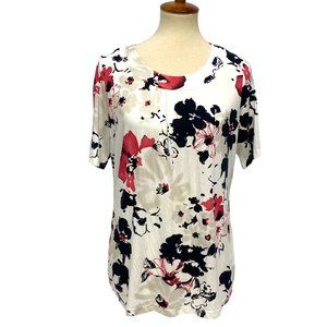 Your Sixth Sense women's top floral blouse short sleeve size S/M